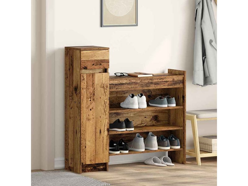  Banc à chaussures, meuble à chaussures 100,5x28x100 cm bois d'ingénierie shl5322  - Conforama B