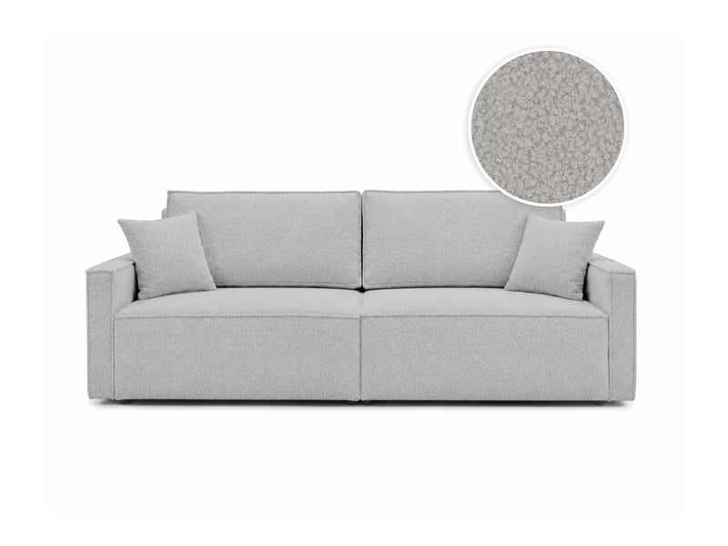  Farah - canapé droit 3 places convertible accoudoirs slim en tissu bouclettes généreuses  - Conforama A