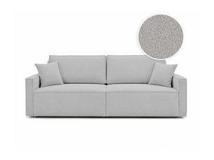 Canapé droit convertible LOUNGITUDE FARAH 3 places Tissu gris avec coffre de rangement