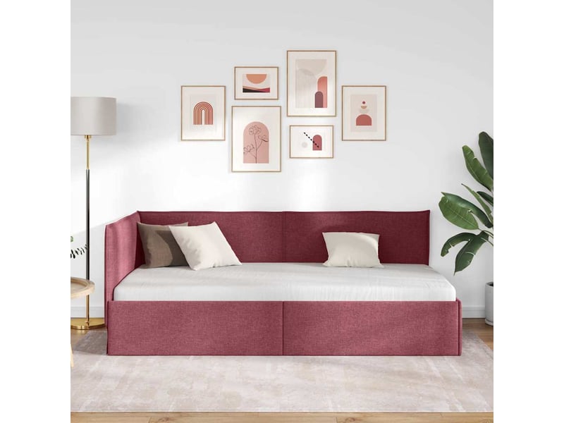 Lit simple- lit adulte - cadre de lit d'angle bordeaux 90 x 190 cm tissu - Conforama B