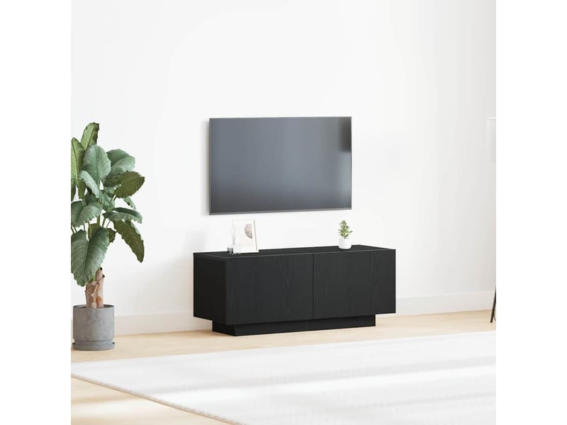 Meuble tv - banc tv - meuble de rangement 100 x 35 x 40 cm chêne noir bois d'ingénierie - Conforama B