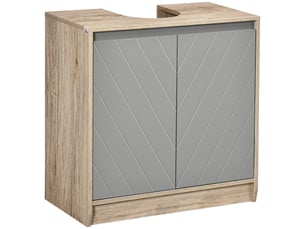 Meuble sous évier en mdf avec découpe pour évier, 2 portes et 2 étagères réglables, 60 x 30 x 60 cm