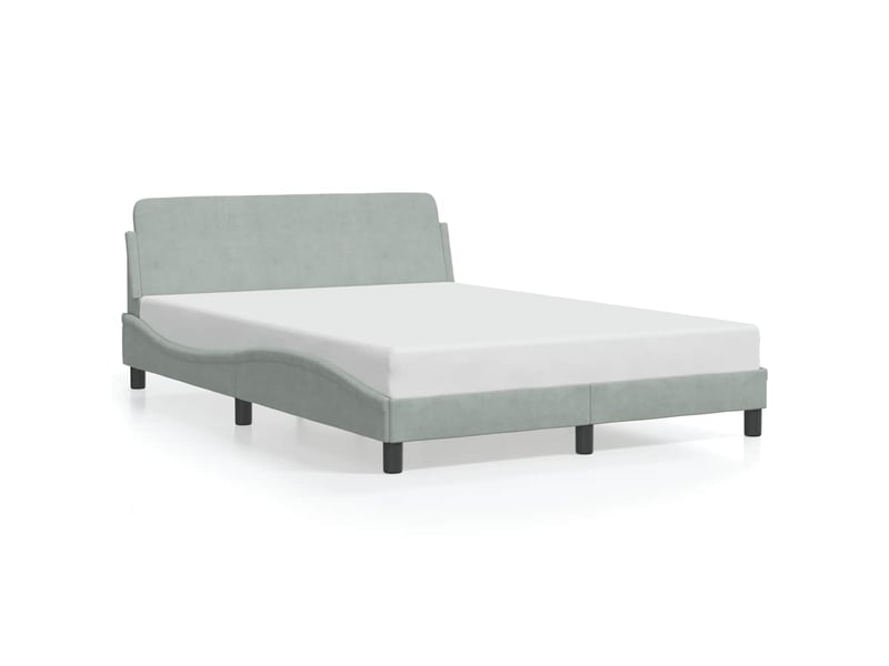  Lit double- lit adulte -  cadre de lit dover gris clair 135 x 190 cm velours  - Conforama A