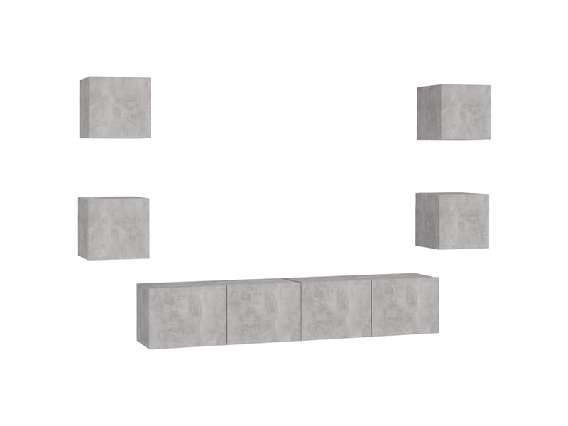  Ensemble de meubles tv - banc tv - meuble de rangement 6 pcs gris béton bois d'ingénierie  - Conforama A