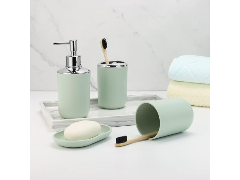 Ensemble d'accessoires de salle de bain 6 pièces vert - Conforama C