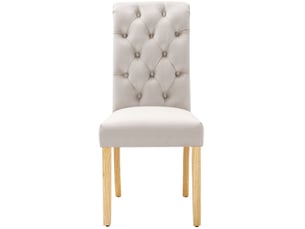Chaise de salle à manger lot de 6 avec dossier capitonné et pieds réglables en bois et velours beige