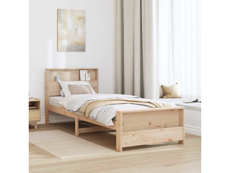  Lit simple- lit adulte -  cadre de lit avec étagère marron 100 x 200 cm pin massif  - Conforama B