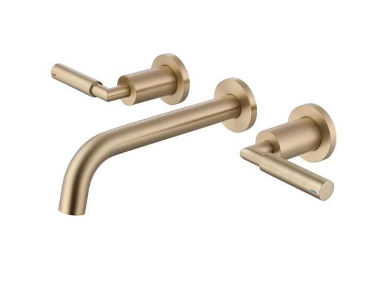 Robinet de lavabo mural doré brossé — hudor - Conforama A