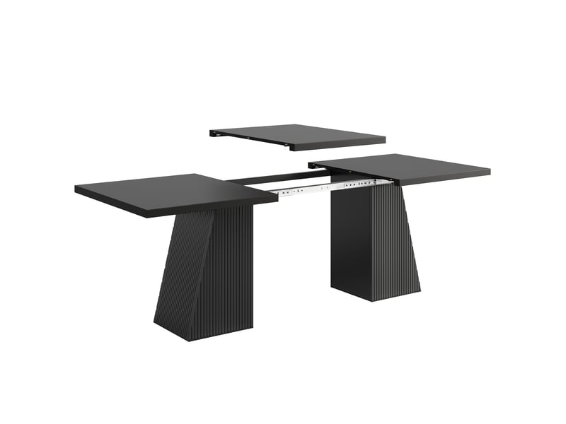 Ensemble table à manger extensible 120-160x80cm avec 4 chaises rembourrées, pieds en métal et patins antidérapants, velours, noir evarich - Conforama D