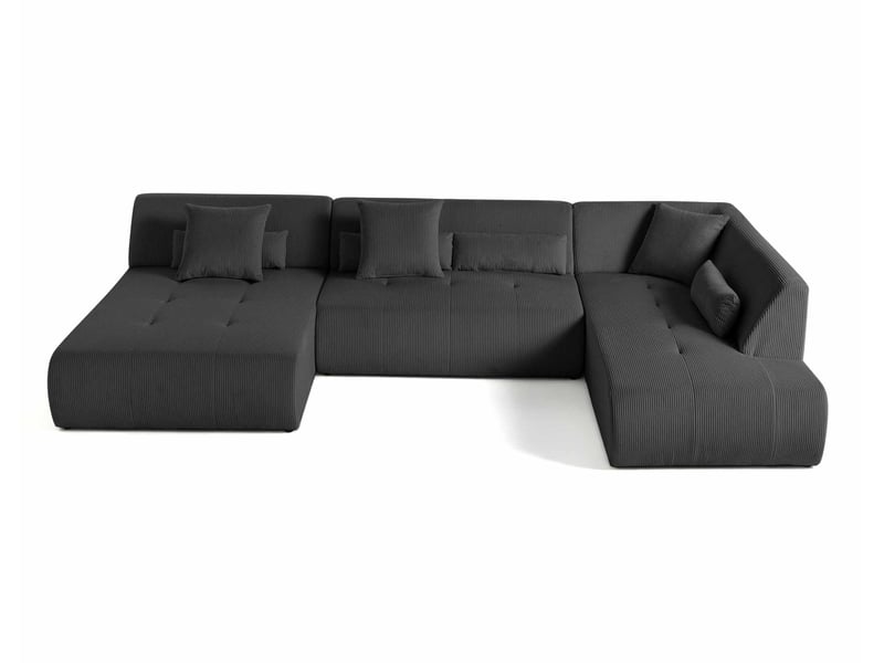  Onyx - canapé panoramique d'angle droit 7 places - en velours côtelé - lisa design - gris foncé ONYX - Conforama A