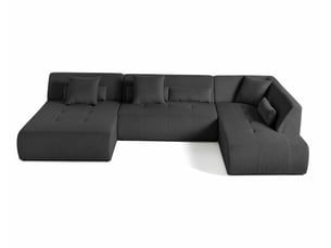 Canapé d'angle droit fixe BESTMOBILIER ONYX 7 places Velours Gris foncé