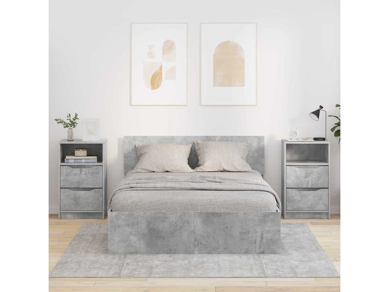  Tables de chevet avec tiroir 2 pièces gris béton 40 x 30 x 467 cm  - Conforama B