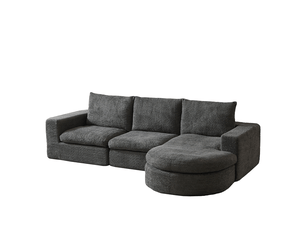 Canapé d'angle gauche fixe <strong></strong> <strong></strong> 3 places Tissu gris