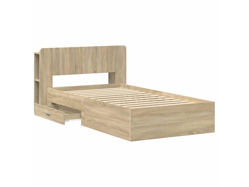  Lit simple- lit adulte -  cadre de lit avec rangement chêne sonoma 100 x 200 cm  - Conforama B