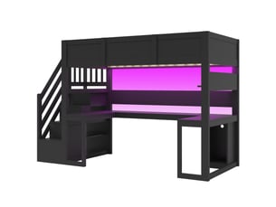 Lit mezzanine 90x200 cm <strong>LEYTN</strong>  <strong></strong> coloris noir