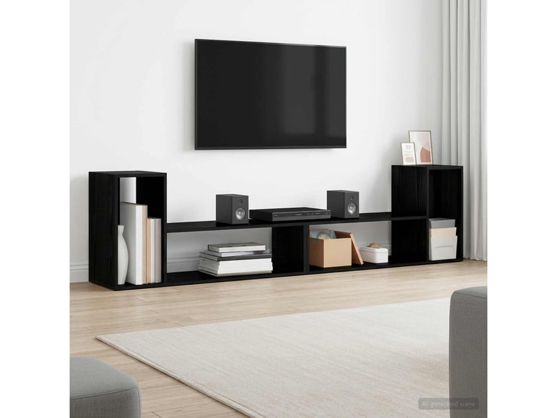  Meuble tv - banc tv - meuble de rangement 100 x 30 x 50 cm chêne noir bois d'ingénierie  - Conforama E