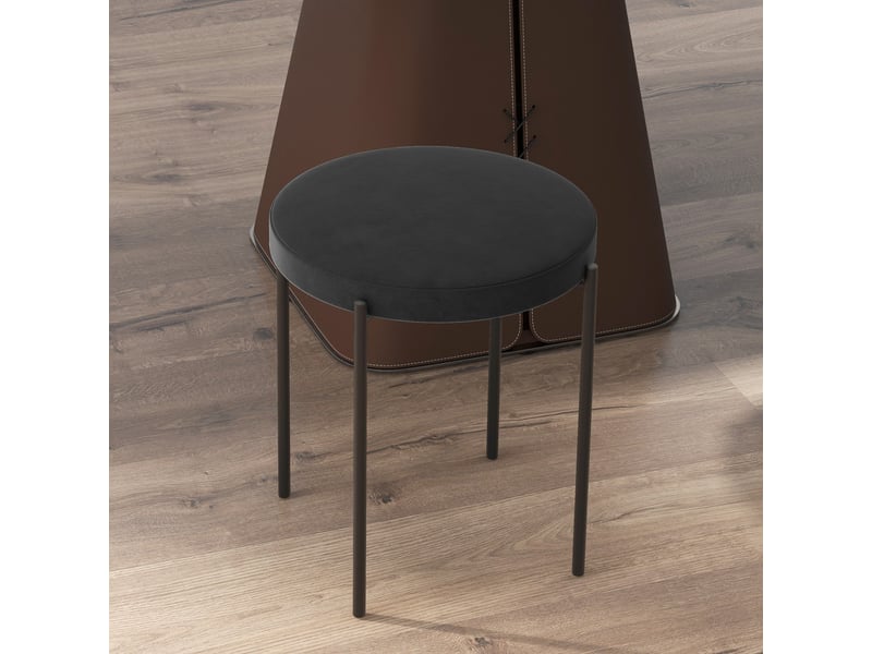  Tabourets de salle à manger lot de 4 empilables  - assise rembourrée aspect velours métal noir 41,5 × 41,5 × 46 cm  - Conforama C