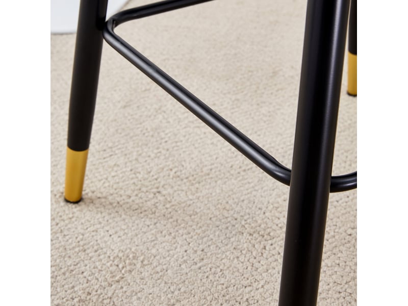  Tabouret de bar lot de 2 avec dossier ergonomique et repose-pieds, en pu et métal noir  - Conforama E