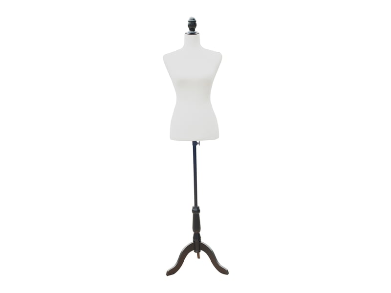  Mannequin de couture féminin, réglable de 130 à 168 cm, avec trépied en bois, pour la photographie de mode et la présentation de vêtements, blanc.  - Conforama B
