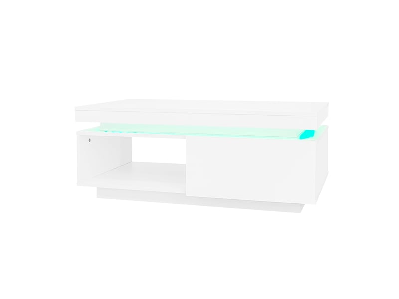  Table basse - led intégrée &amp; tiroir spacieux - surface brillante &amp; finition anti-traces - idéal salon moderne 100x50x40.3cm - Conforama W