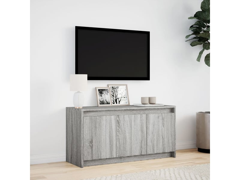 Meuble tv - banc tv - meuble de rangement avec led sonoma gris 100x34x50 cm bois d'ingénierie - Conforama D