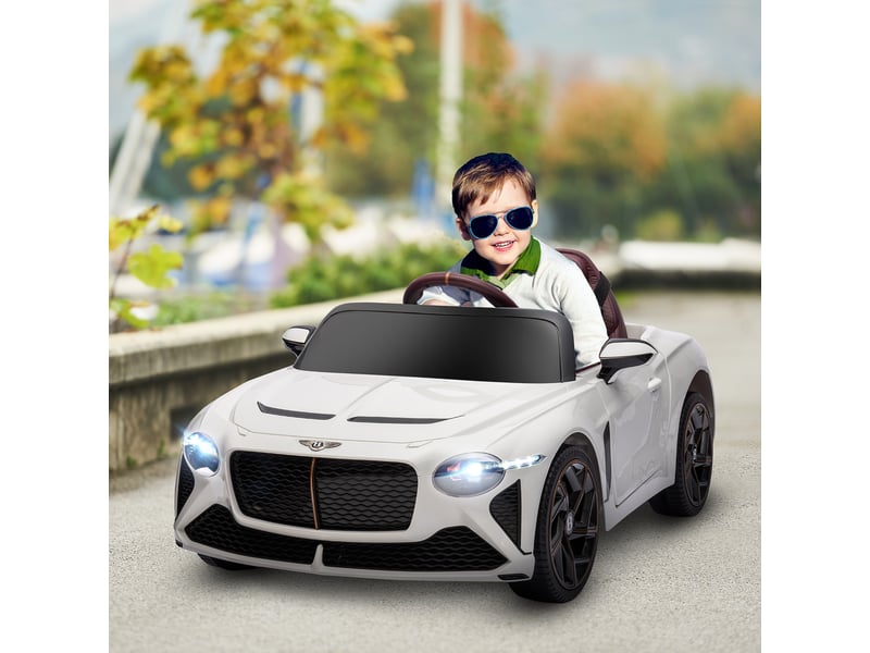  Voiture électrique pour enfant de 3 à 5 ans 2 moteurs 12v 25w 3-5 kmh télécommande 2,4g bentley bacalar blanc  - Conforama D