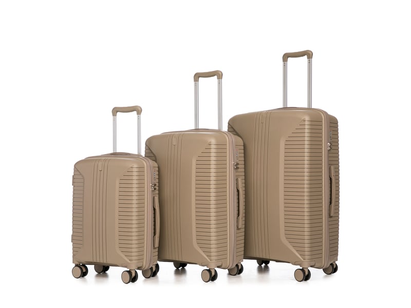  Lot de 3 valises rigides,202428 pouces,avec serrure,polypropylène,champagne  - Conforama A