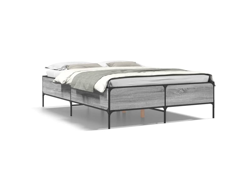  Lit double- lit adulte -  cadre de lit sans matelas sonoma gris 150x200 cm  - Conforama A