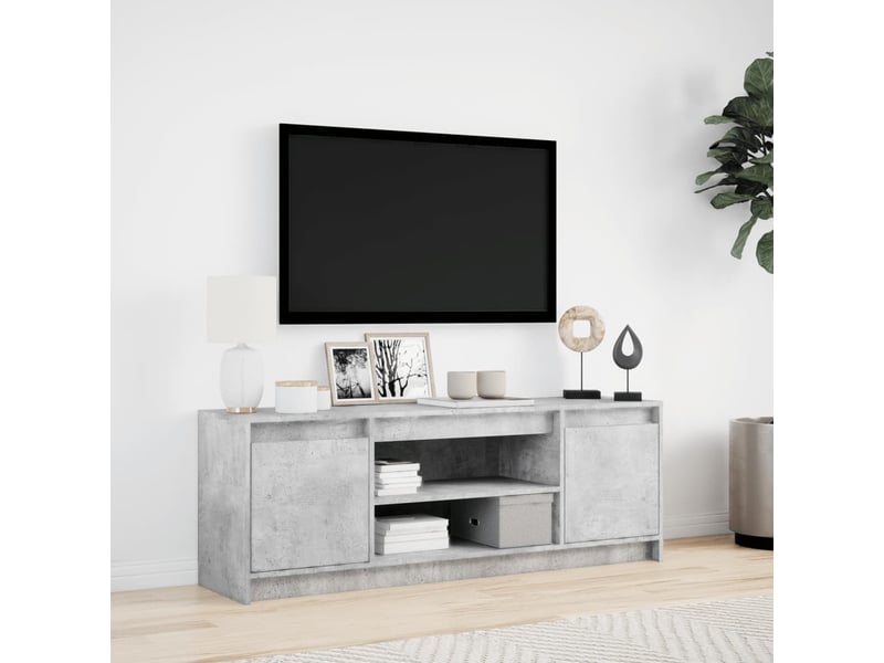  Meuble tv - banc tv - meuble de rangement avec led gris béton 139,5x34x50 cm bois d'ingénierie  - Conforama D