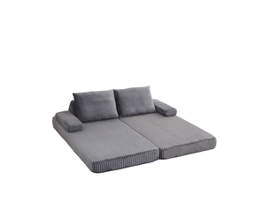 Canapé droit compressé convertible <strong>MODENVIE</strong> <strong></strong> 2 places Velours côtelé gris
