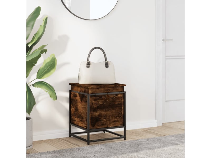  Boîte de rangement, coffre de rangement avec couvercle chêne fumé bois d'ingénierie shl737  - Conforama C