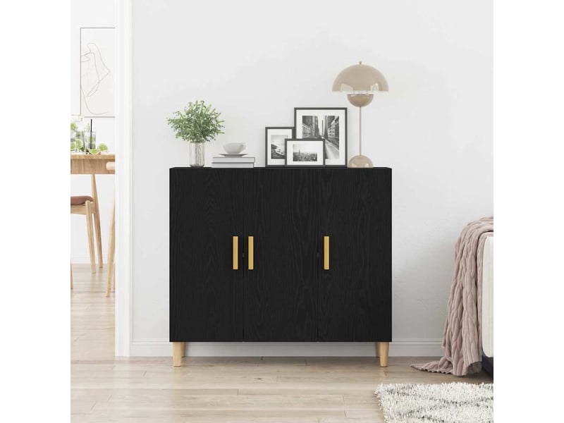  Buffet - bahut - meuble de rangement chêne noir 90 x 34 x 80 cm bois d'ingénierie  - Conforama D