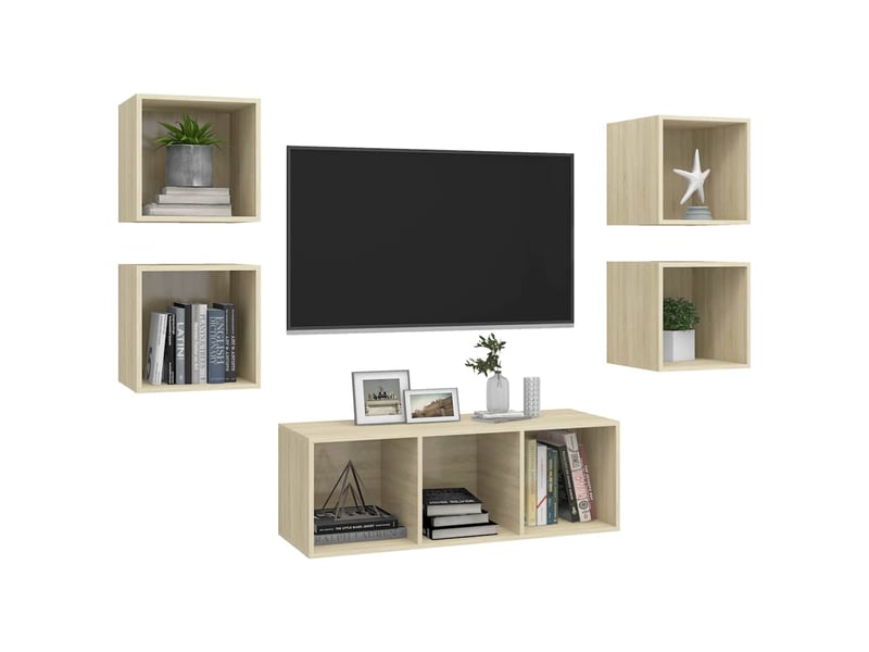  Ensemble de meubles tv 5 pcs chêne sonoma bois d'ingénierie shl89407  - Conforama C