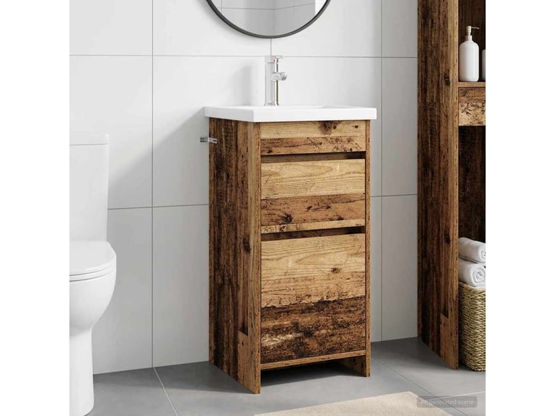  Meuble de salle de bain avec évier bois ancien shl1110  - Conforama B