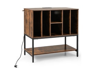 Table de rangement pour disques 80 x 45 x 79,5 cm station de recharge intégrée ambiance cosy style moderne en bois d'ingénierie café 20_0013706