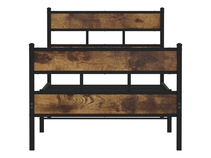  Lit simple- lit adulte -  cadre de lit en métal sans matelas chêne fumé 80x200 cm  - Conforama C