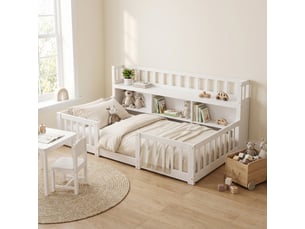 Lit simple 90x200 cm <strong>Lonelyo</strong>  <strong></strong> coloris blanc