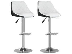 Lot de 2 tabouret de bar, chaise de bar blanc et noir similicuir
