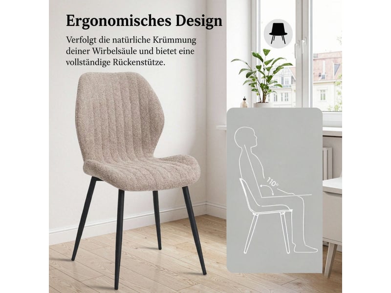  Chaise de cuisine rembourrage doux ensemble de 4 chaises assise confortable et conception fonctionnelle  - Conforama C