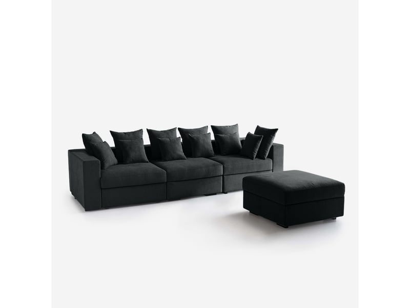  Canapé modulaire déhoussable made in italy avec pouf et coussins cortina a - noir  - Conforama A