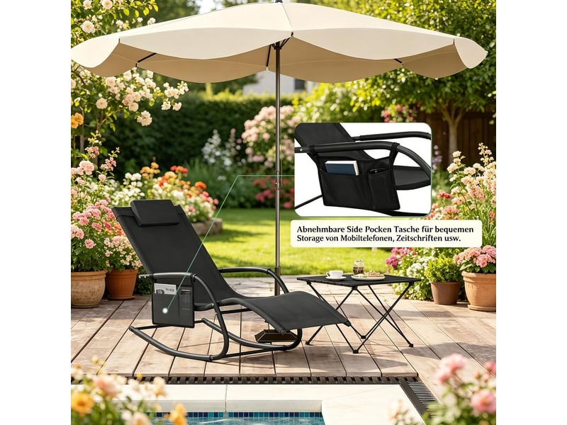  Bain de soleil assise courbée transat poche latérale usage extérieur fonction bascule  - Conforama D