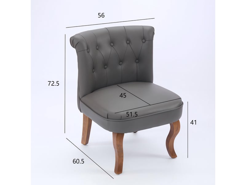  Chaise de salon,56x60x72 cm,avec dossier capitonné,cuir,gris  - Conforama C