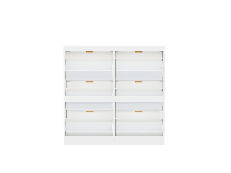  Meuble à chaussures oslo blanc 120x23x118 cm, 6 abattants, rangement fermé gain de place  - Conforama D