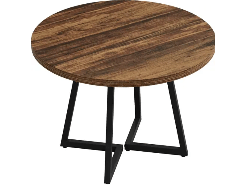  Table de salle à manger 2 à 4 personnes en mdf et métal, plateau carré 80 cm noir et brun rustique  - Conforama A