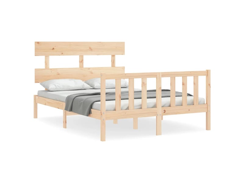  Lit double- lit adulte -  cadre de lit sans matelas 140x200 cm bois massif de pin  - Conforama A