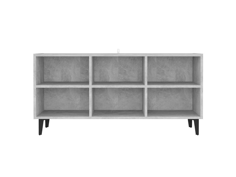 Meuble tv - banc tv - meuble de rangement avec pieds en métal gris béton 103,5x30x50 cm  - Conforama D