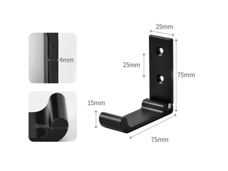 Lot de 2 crochets muraux pliables pour casque, invisibles pour vêtements, manteaux, cuisine, salle de bain, bureau, (noir - Conforama B
