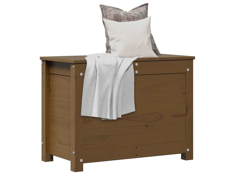  Boîte de rangement, coffre de rangement marron miel 60x32x45,5 cm bois massif de pin  - Conforama B