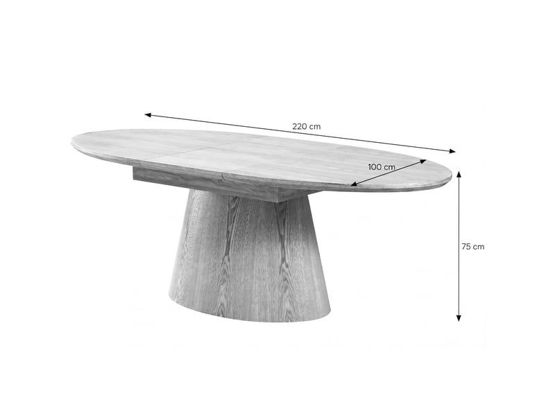  Table à manger extensible ovale en chêne clair et céramique effet travertin 6 à 8 personnes 170-220 cm - ora Ora - Conforama C