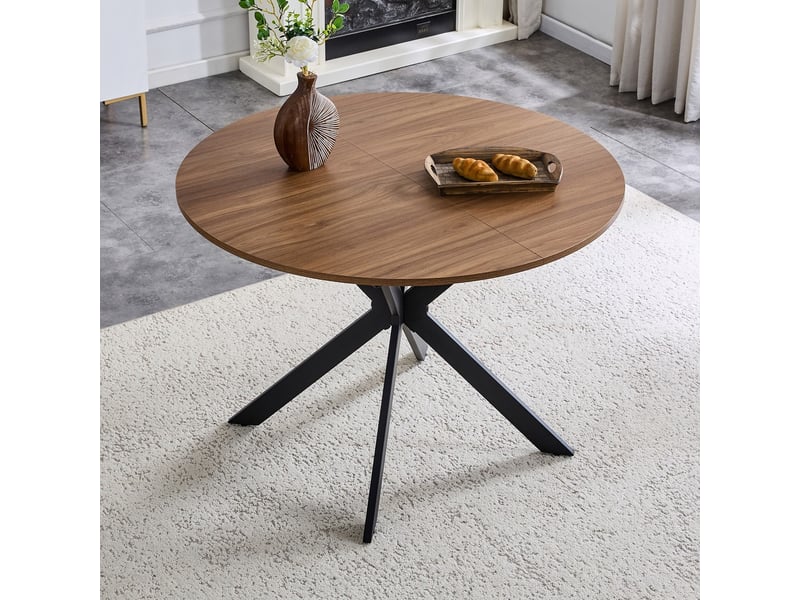  Table à manger extensible moderne en mdf et métal finition noyer  - Conforama E